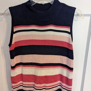 Host Pick! Preston & York Petites Navy & Pink Striped Sleeveless Sweater sz PM